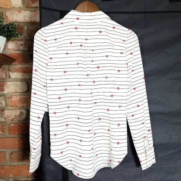 Court & Rowe Striped Heart Print Button Up Blouse - Picture 6 of 12